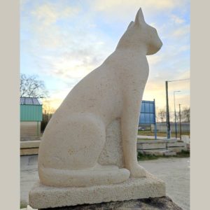 Statue De Chat Noir En Résine Marbrée - Sculpture Main Avec Yeux Ambrés, Décoration Intérieure élégante, Figurine Collection