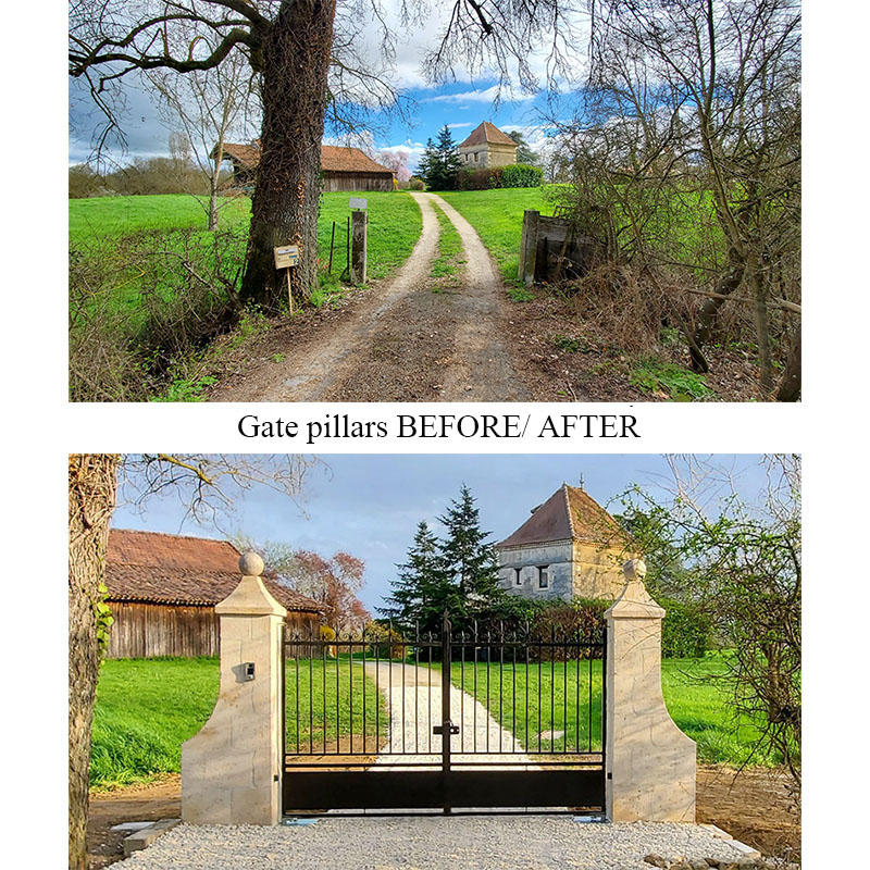 natural stone gate pillars made to measure automatic wrought iron gate house renovation masonry driveway
